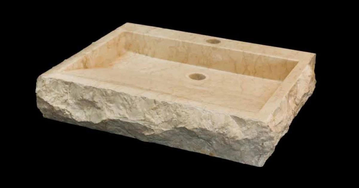 Lavabo bagno da appoggio di design in pietra naturale Sam, pezzo unico