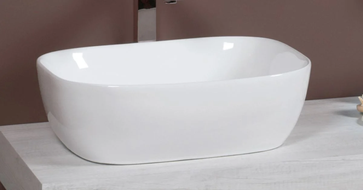 Lavabo da Appoggio Inclinato in Ceramica Bianca dal Design Moderno - Papavero