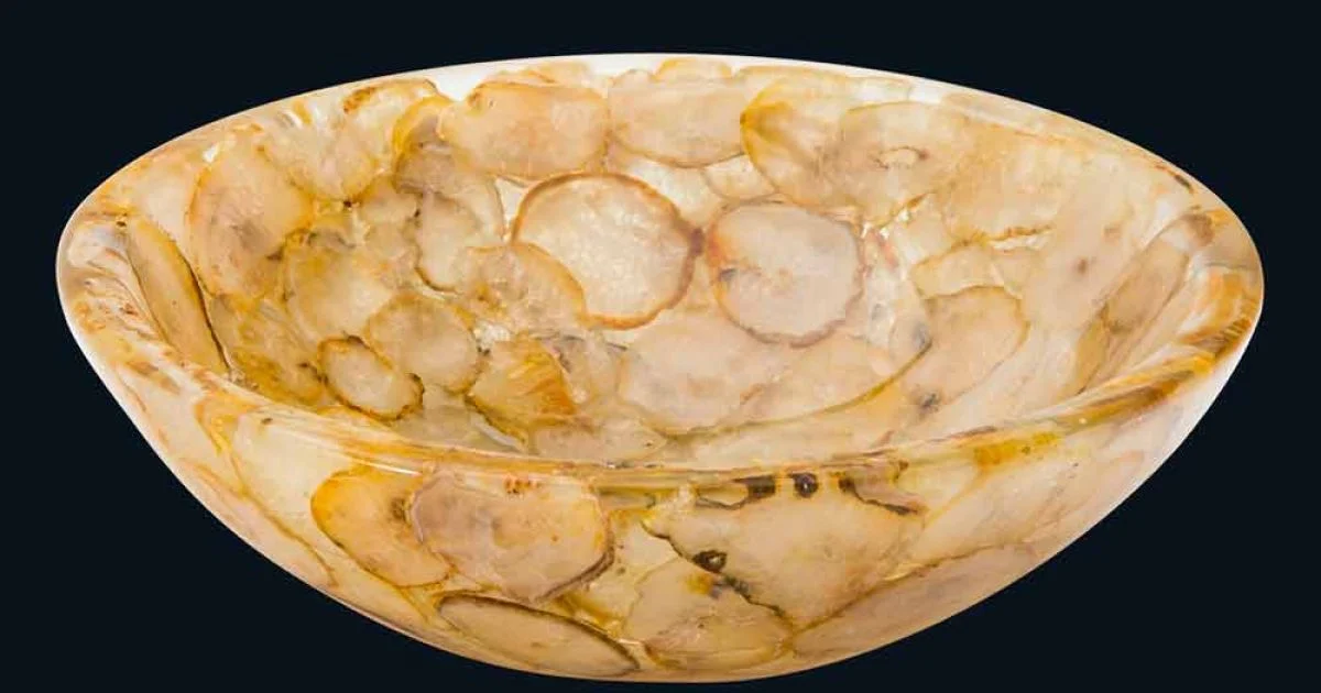 Lavabo da appoggio moderno in resina artificiale e pietra agata Petra