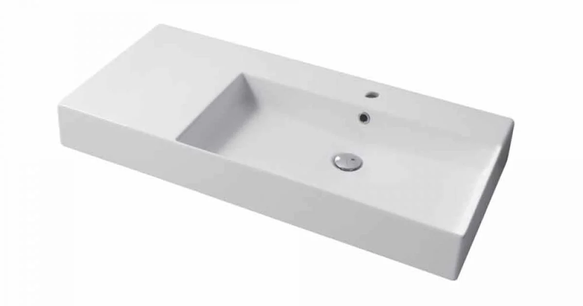 Lavabo da Appoggio o Parete Monoforo Destra in Ceramica Leivi