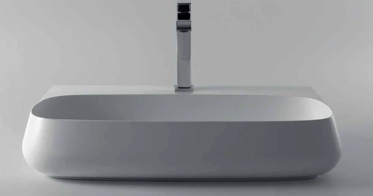 Lavabo da appoggio moderno in ceramica L 75cm fatto in Italia, Gais