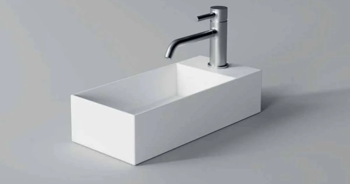 Lavabo da Appoggio o Sospeso Rettangolare in Ceramica Made in Italy - Act