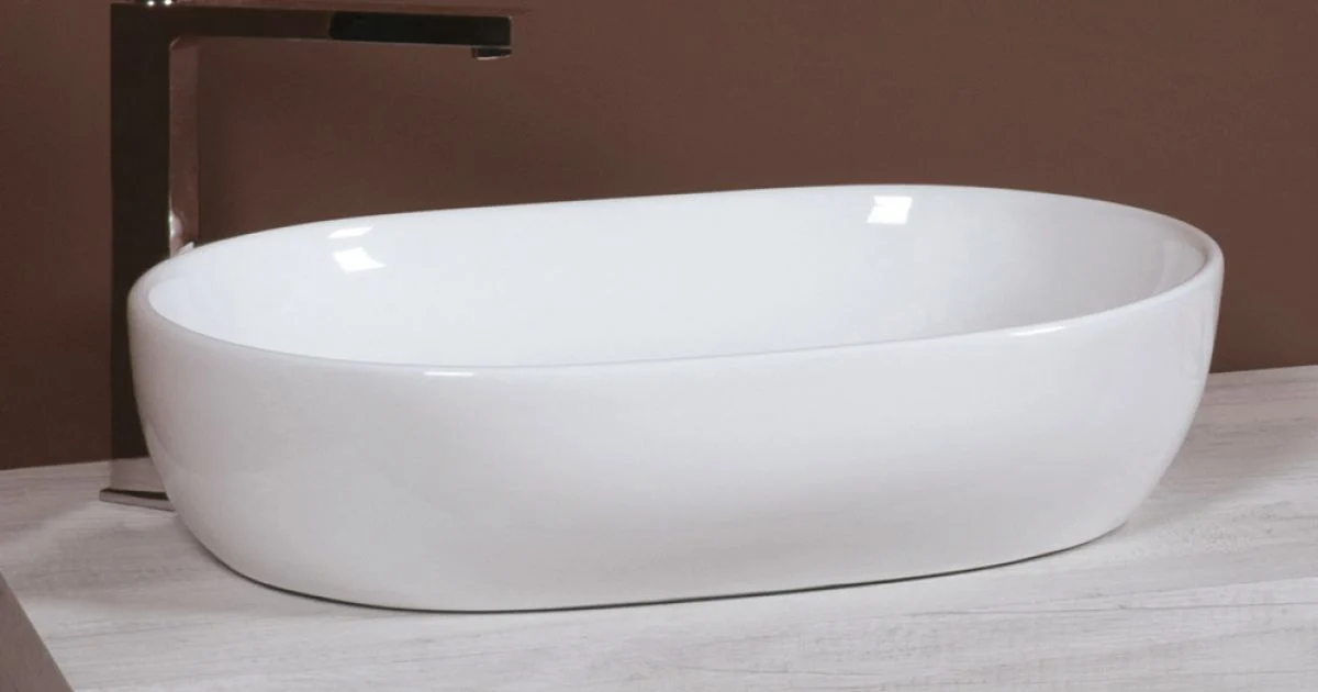 Lavabo da Appoggio Ovale in Ceramica Bianca dal Design Moderno - Papavero