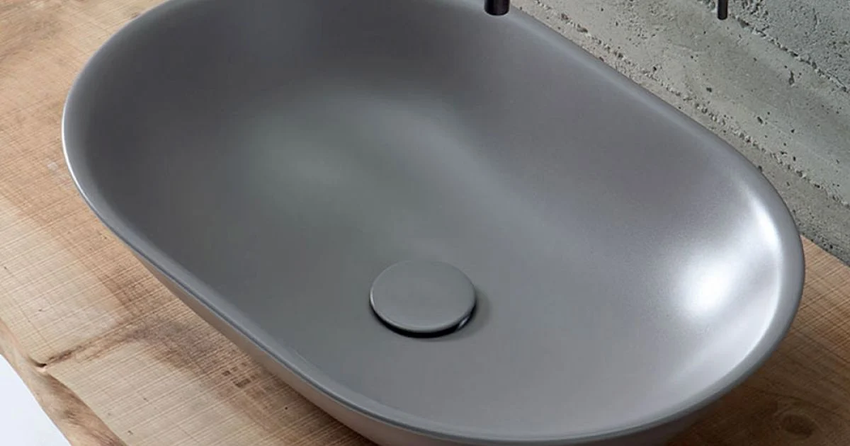Lavabo da Appoggio in Ceramica Opaca L 58 cm Realizzato in Italia - Nelly