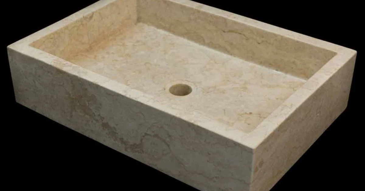 Lavabo da appoggio per bagno bianco in pietra naturale Jef,pezzo unico