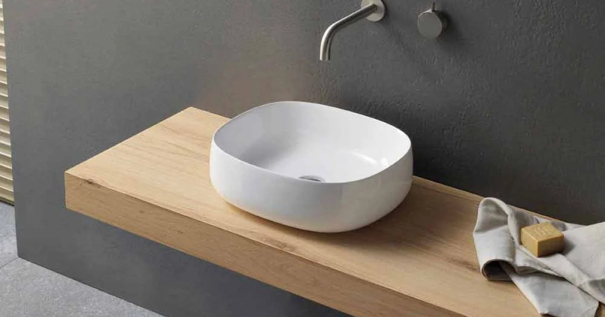 Lavabo da Appoggio per Bagno in Ceramica Bianca Design Ovale Moderno - Tune3