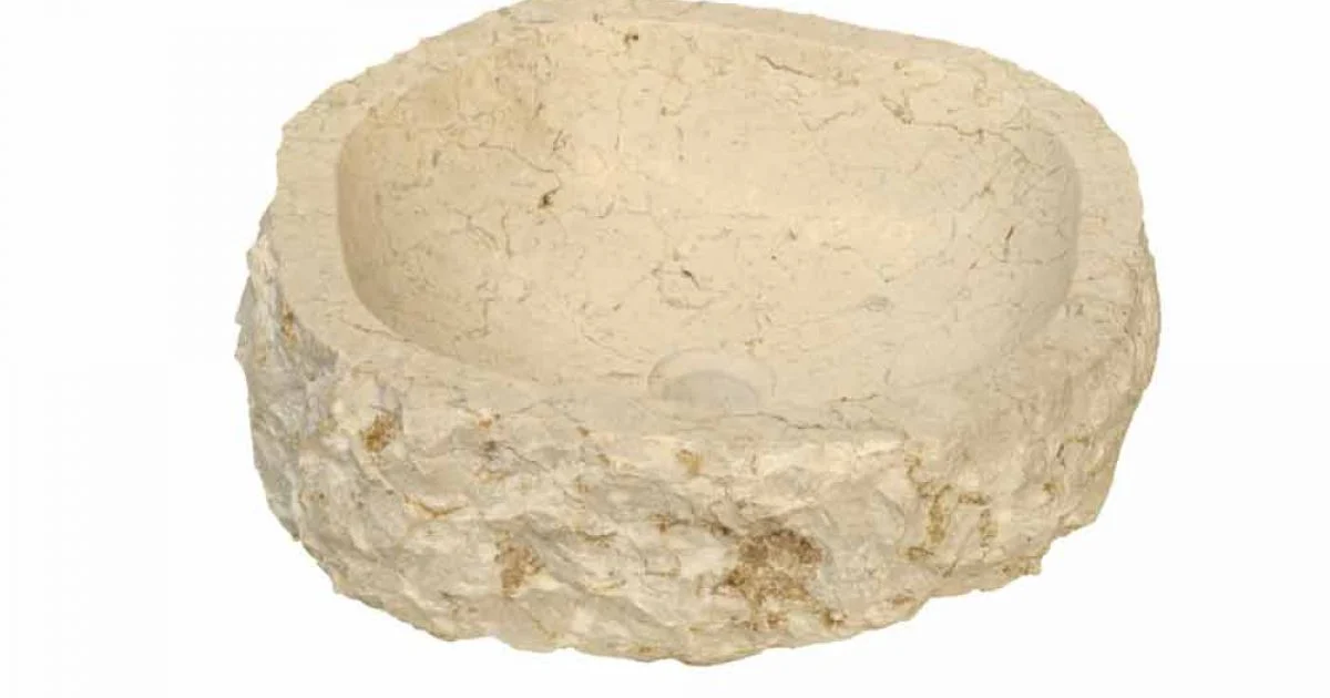 Lavabo da Appoggio Pezzo Unico in Marmo Beige Mumbai, non riproducibile in serie