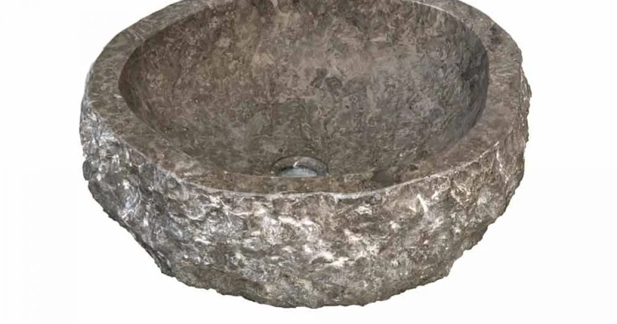 Lavabo da Appoggio Pezzo Unico in Marmo Fumè Mumbai, non riproducibile in serie