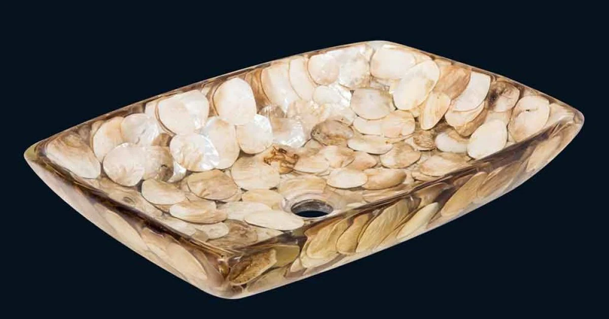 Lavabo da appoggio pezzo unico in resina artificiale Inez,fatto a mano