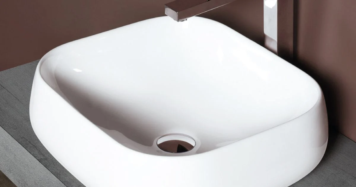 Lavabo da Appoggio Quadrato in Ceramica Bianca dal Design Moderno - Papavero