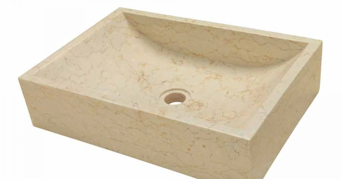 Lavabo da Appoggio rettangolare in Pietra Naturale Beige Giacarta, stile e design