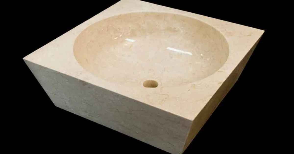 Lavabo da appoggio quadrato in pietra naturale Jiny bianco