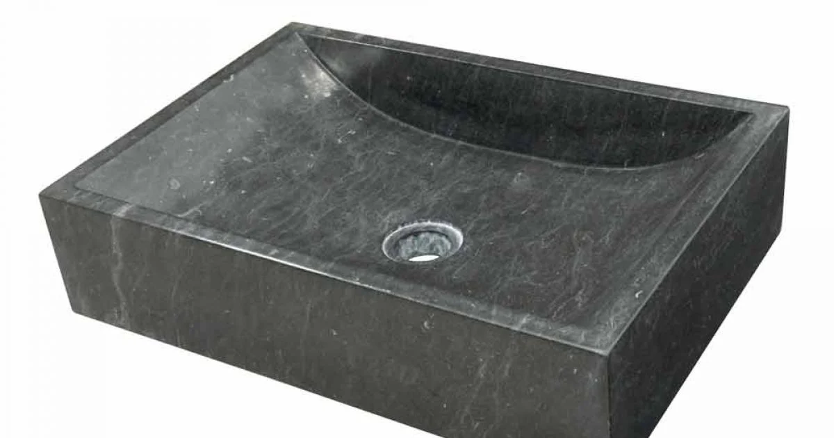 Lavabo da Appoggio rettangolare in Pietra Naturale Nera Giacarta, design e stile