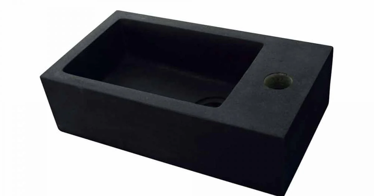 Lavabo da Appoggio rettangolare in Basalto Nero per bagno Beli