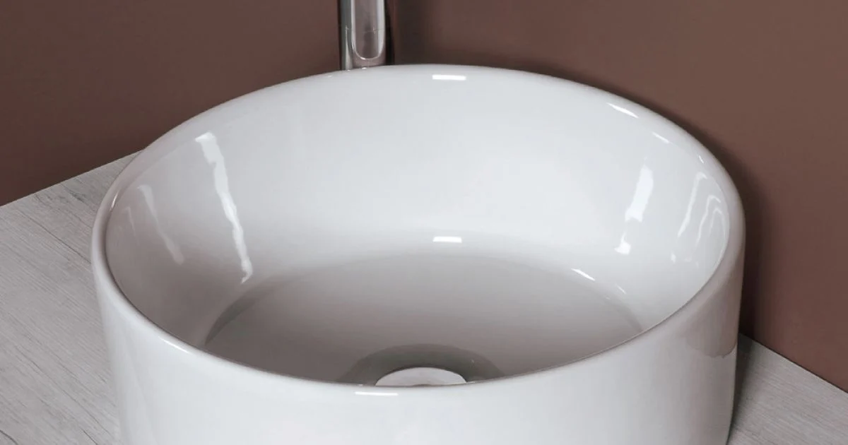 Lavabo da Appoggio Rotondo in Ceramica Bianca e Design Moderno- Papavero