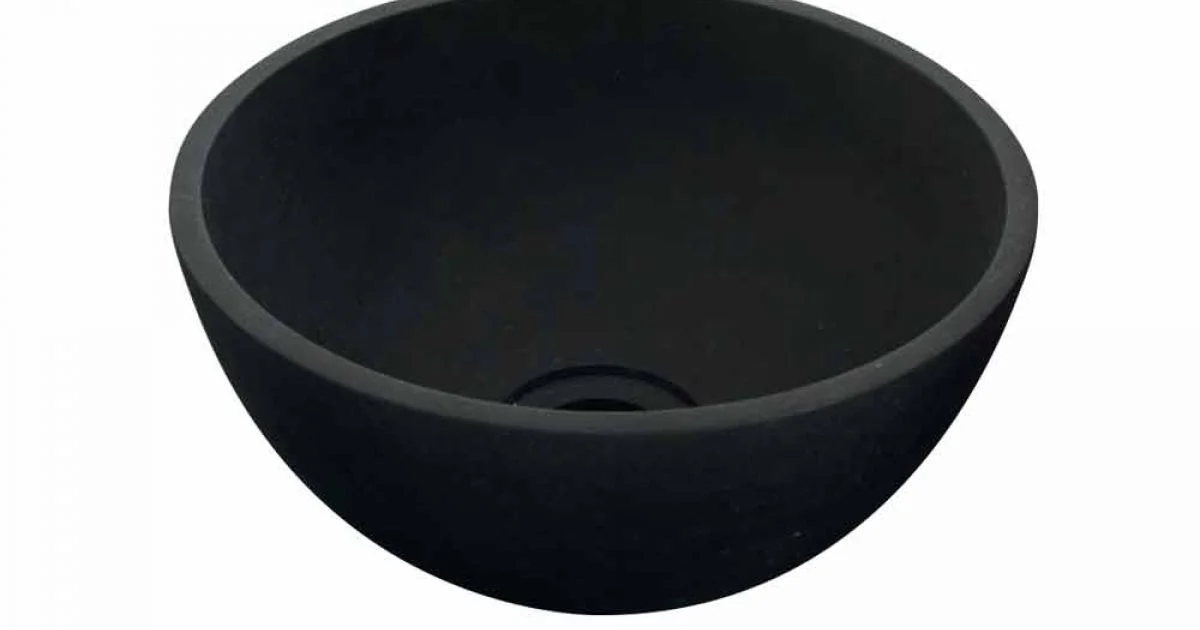 Lavabo da appoggio tondo in Basalto Nero modello Kali