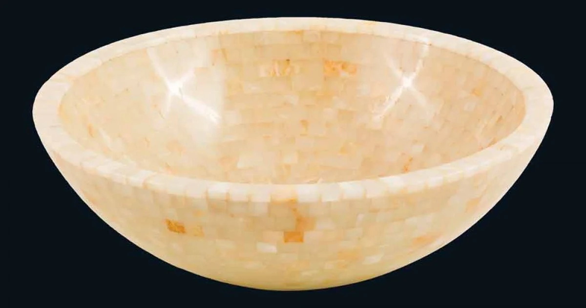Lavabo da appoggio tondo in pietra onice miele Kilian