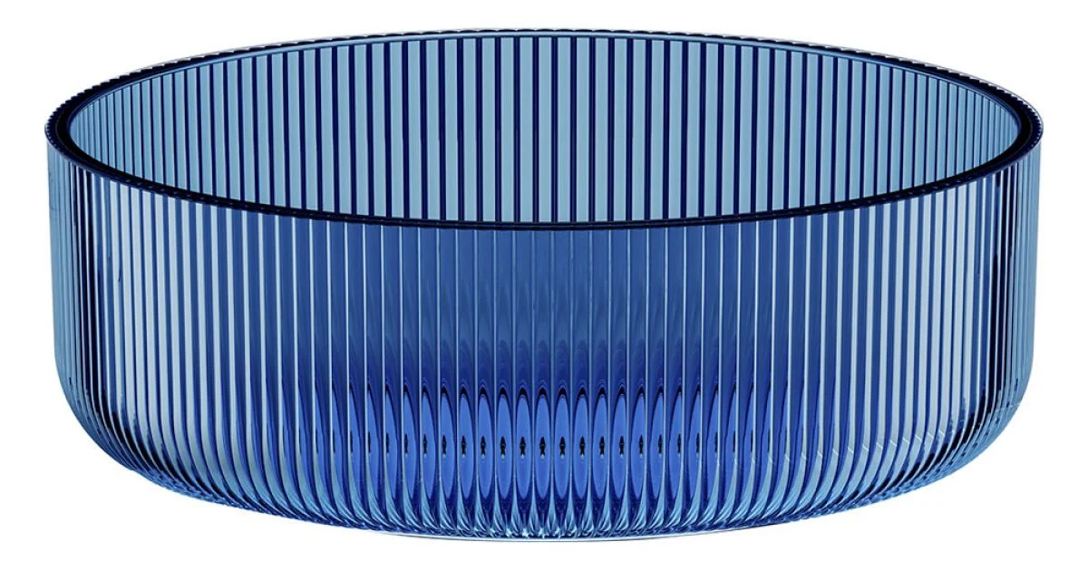 Lavabo da Appoggio Tondo in Vetro Veneziano Plissè Made in Italy - Zircone