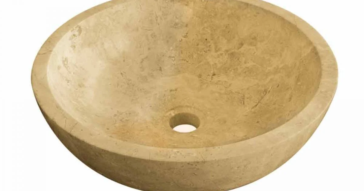 Lavabo da Appoggio Tondo in Pietra Naturale color miele Nusa