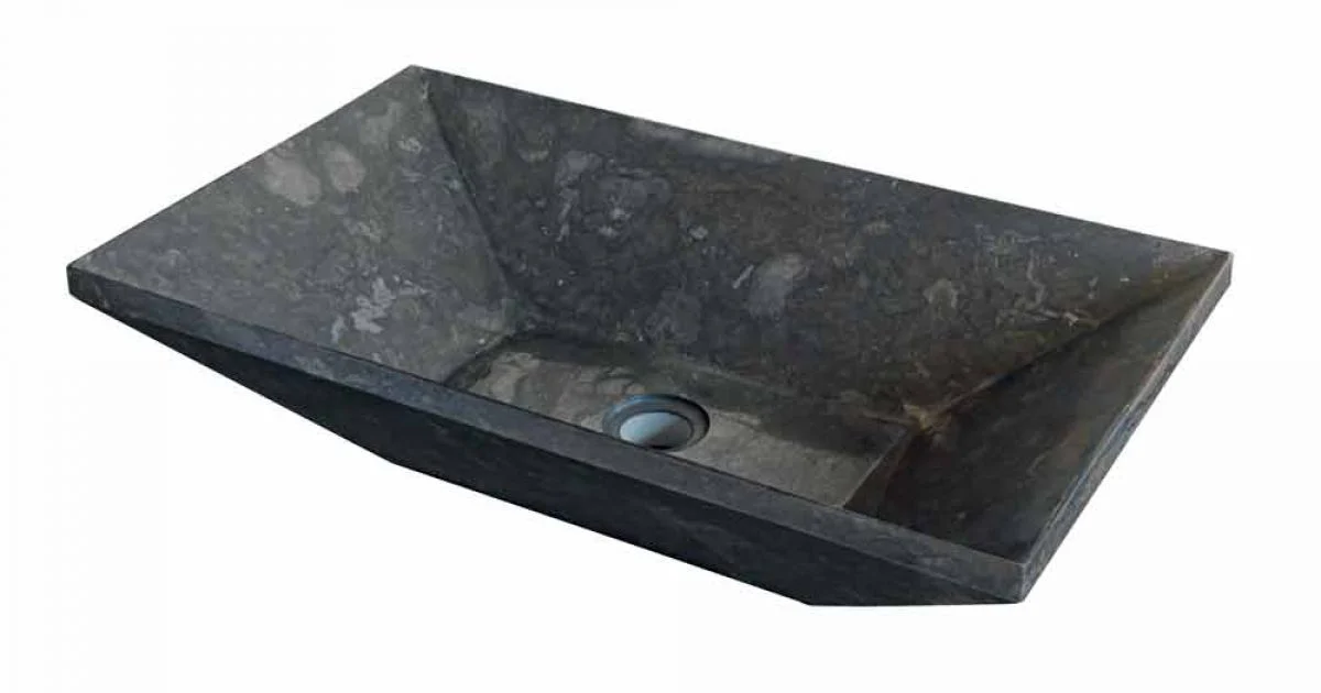 Lavabo da Appoggio trapezoidale in Pietra Naturale Nera Wok