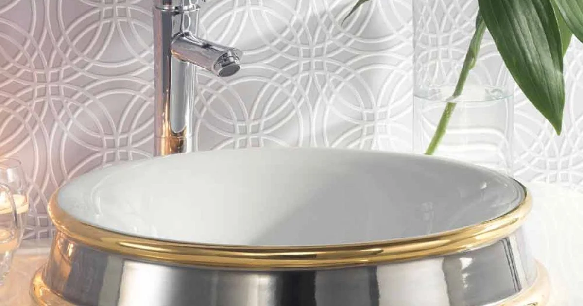 Lavabo da bagno semincasso di design in fire clay made in Italy,Manilo