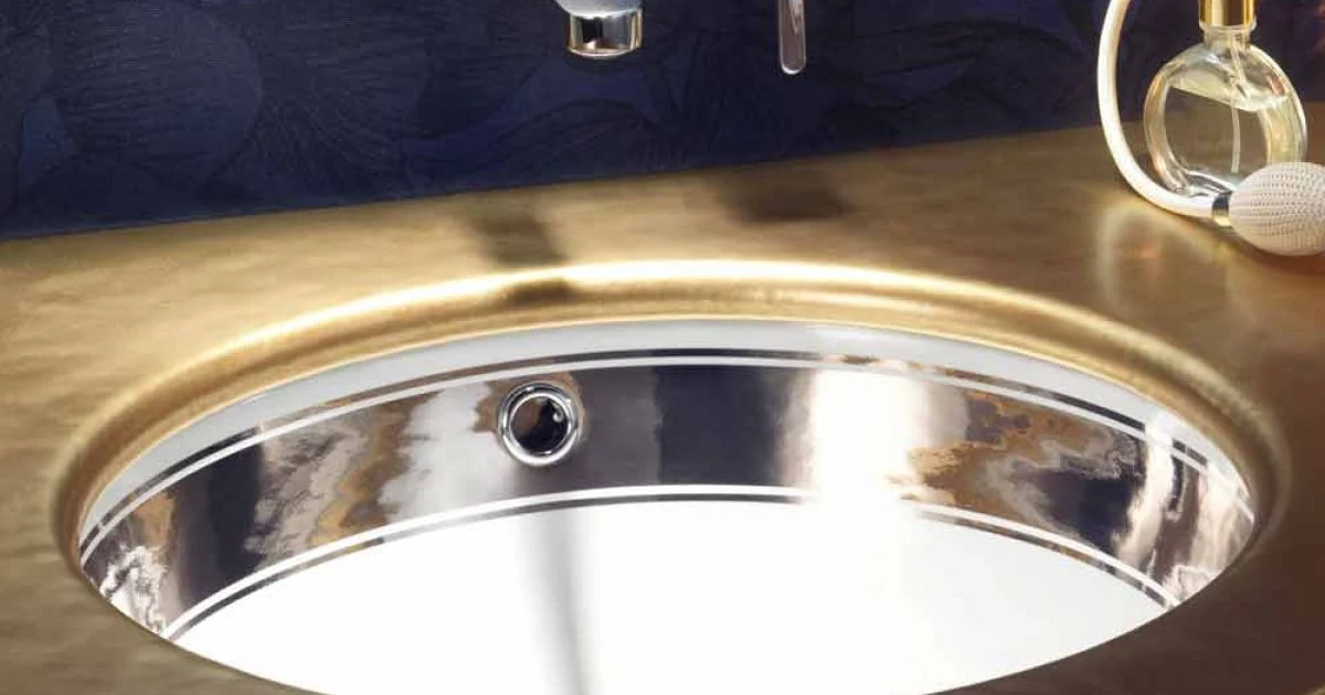 Lavabo da incasso barocco in fire clay fatto a mano in Italia, Egeo