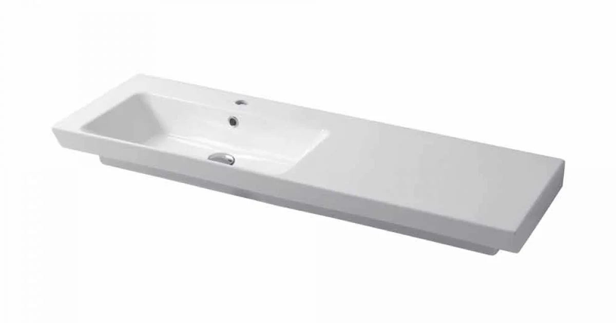 Lavabo da Incasso e Appoggio Sinistro Moderno in Ceramica Maida