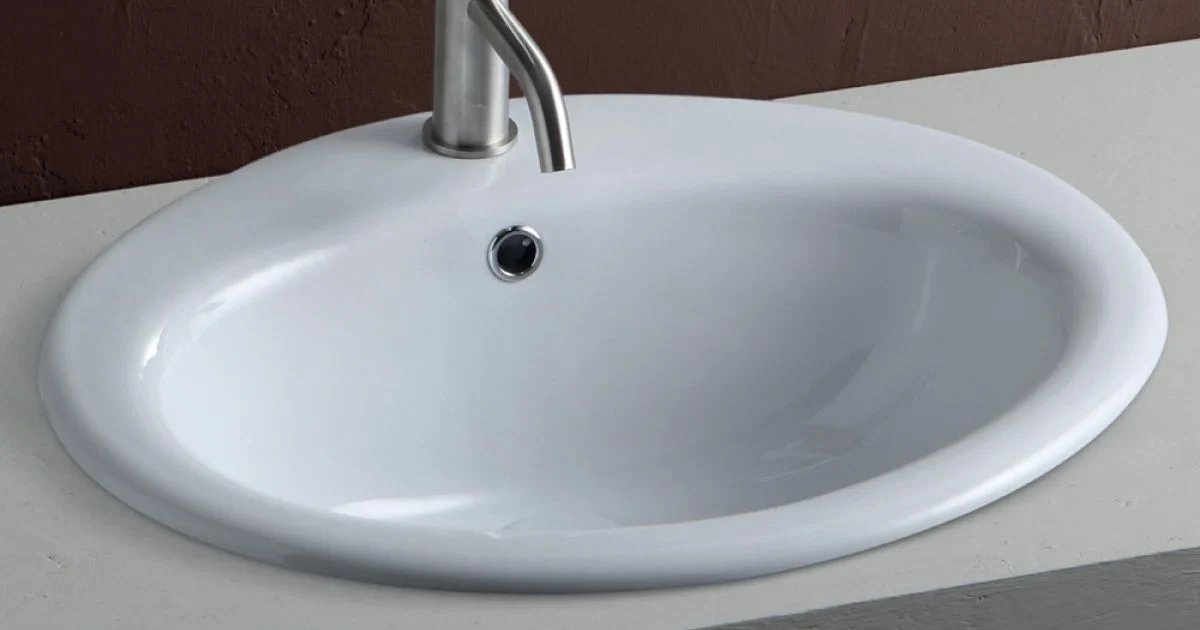Lavabo da Incasso Soprapiano in Ceramica Bianca dal Design Classico - Papavero