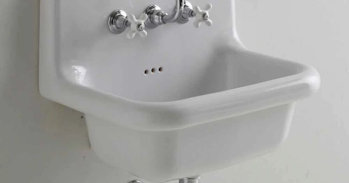 Lavabo da muro in ceramica bianca rettangolare di design vintage Davis