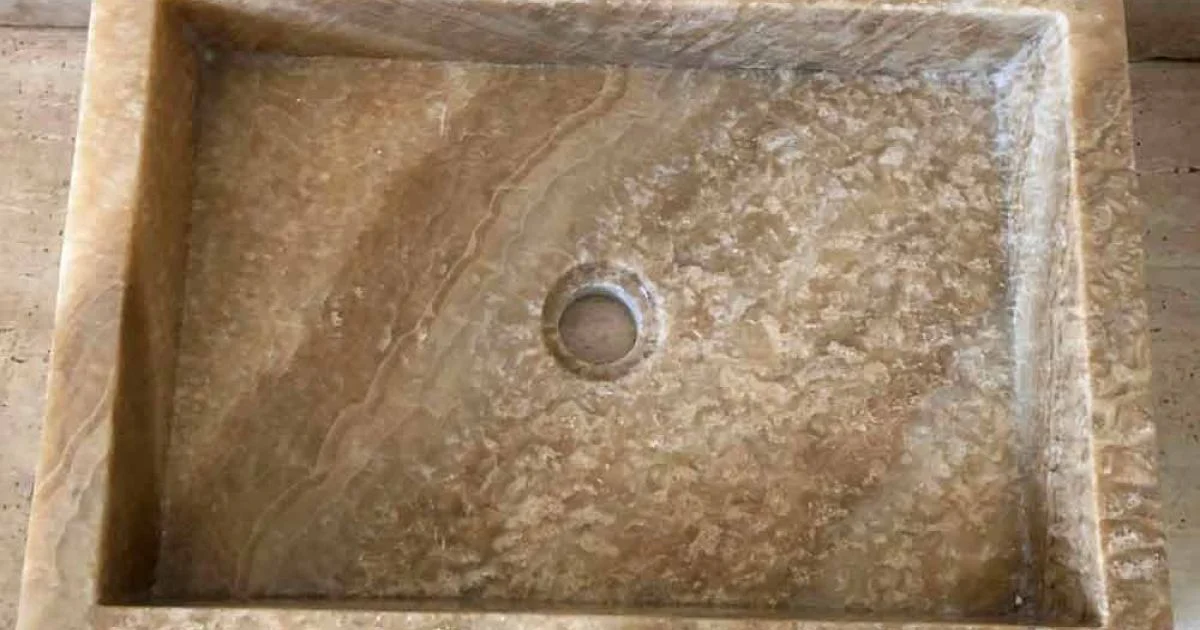 Lavabo design da appoggio in onice, pietra naturale, Jef, pezzo unico