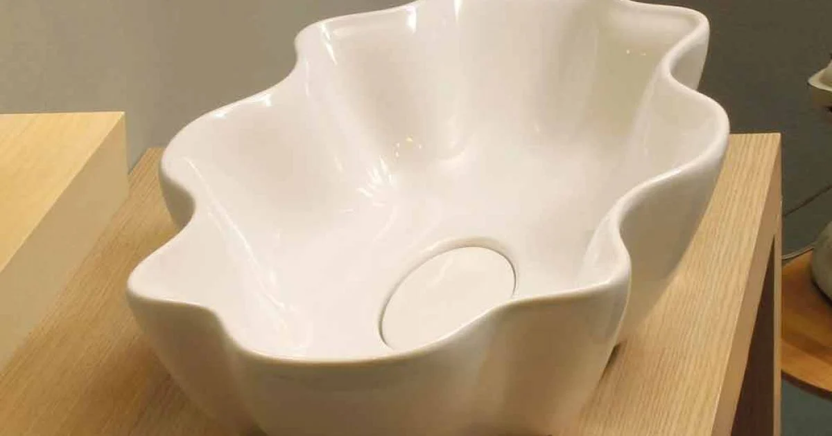 Lavabo di design moderno da appoggio ceramica bianco made Italy Cubo
