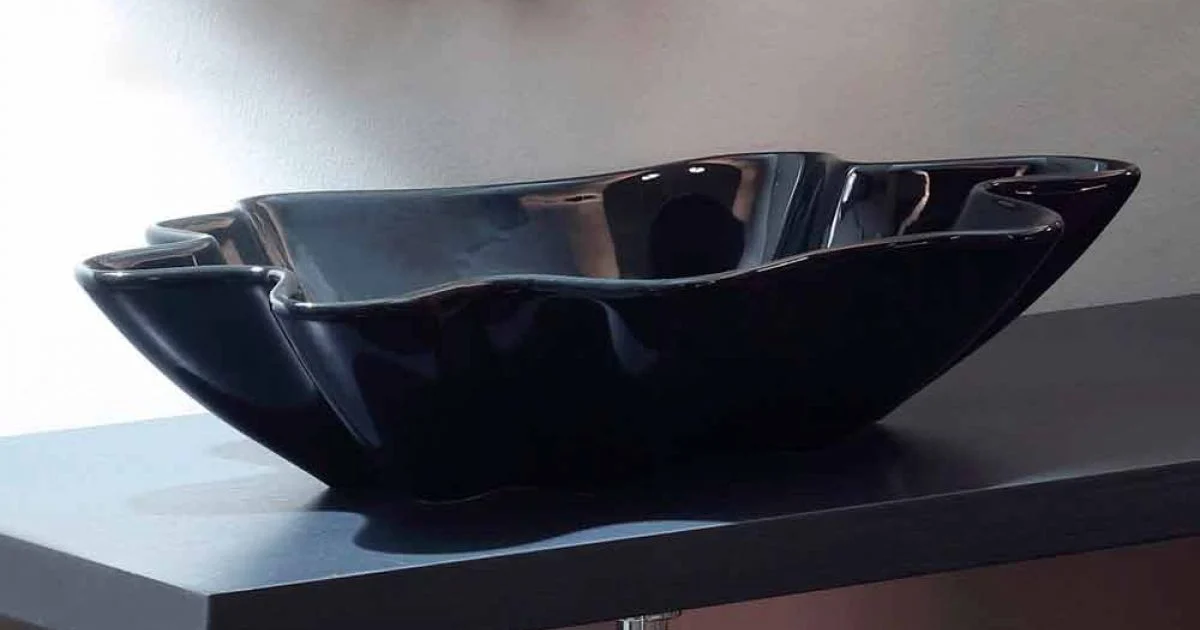 Lavabo di design moderno da appoggio ceramica nero made Italy Rayan