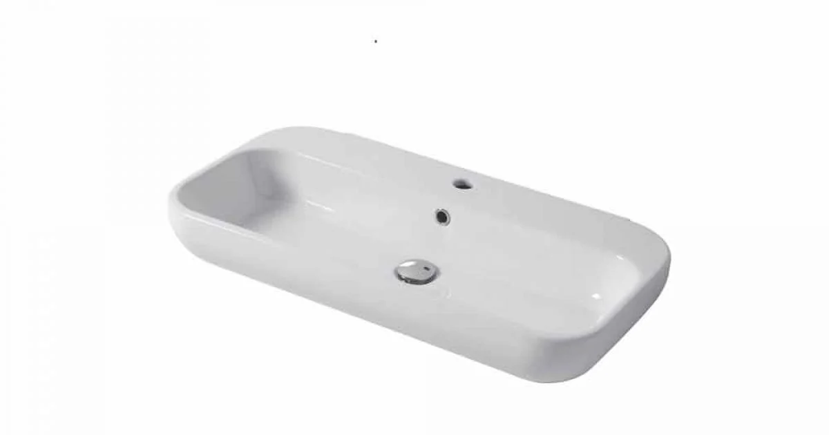 Lavabo di Design Monoforo da Appoggio o Parete in Ceramica Riardo