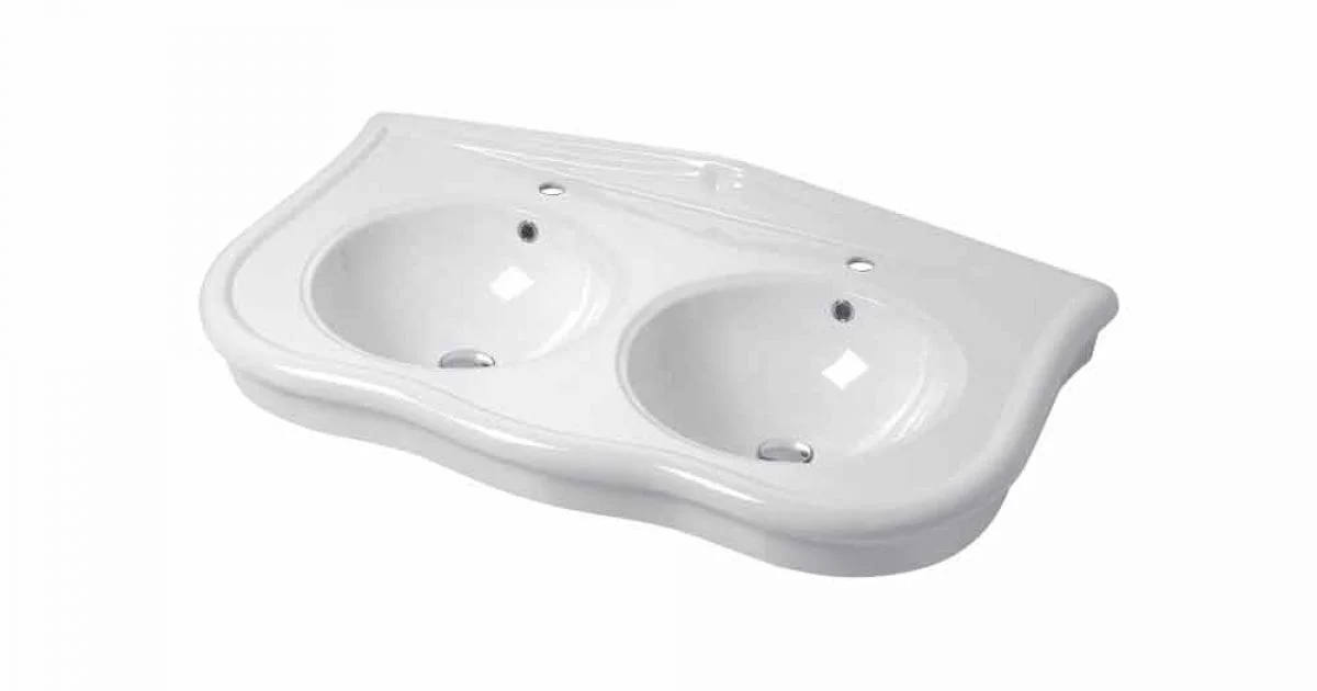 Lavabo Doppio a Consolle o a Parete in Ceramica Moderno Avise