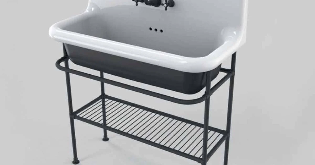 Lavabo in ceramica stile vintage con struttura e griglia metallica Taylor