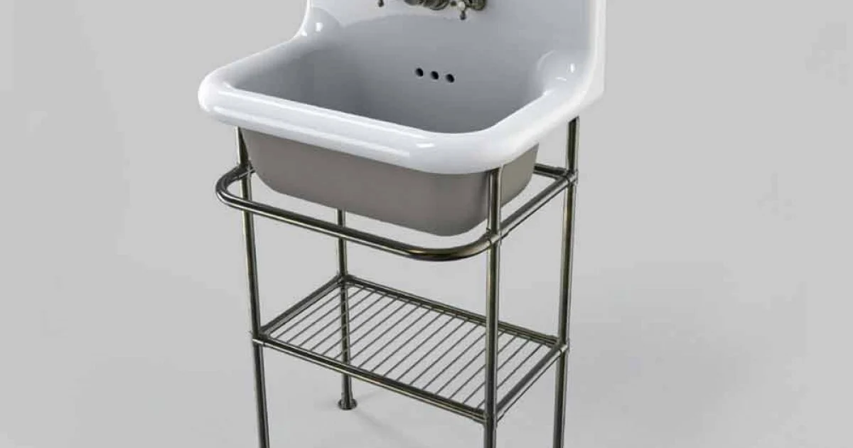 Lavabo in ceramica da muro con struttura completa di griglia vintage Tom