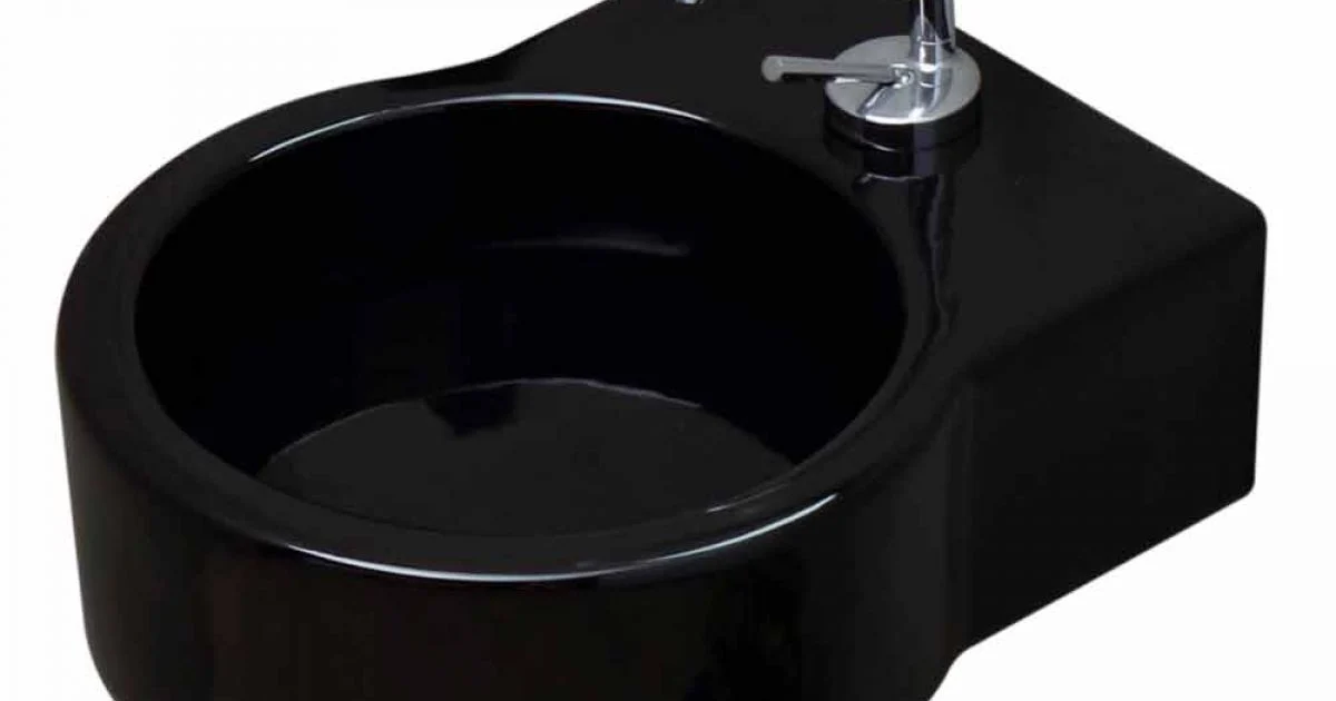 Lavabo in ceramica nero da appoggio/sospensione fatto in Italia Tor