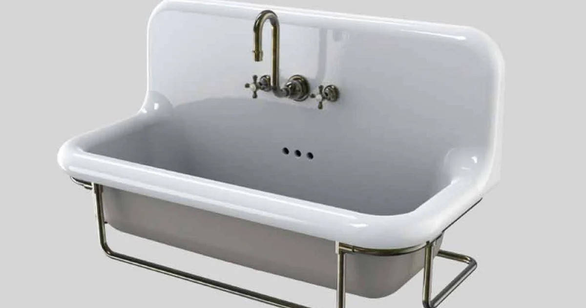 Lavabo in ceramica rettangolare con base metallica sospesa vintage Felipe