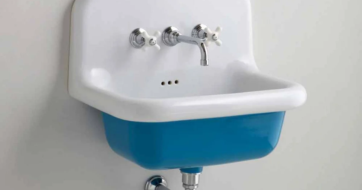 Lavabo in ceramica rettangolare con parte inferiore colorata Jordan