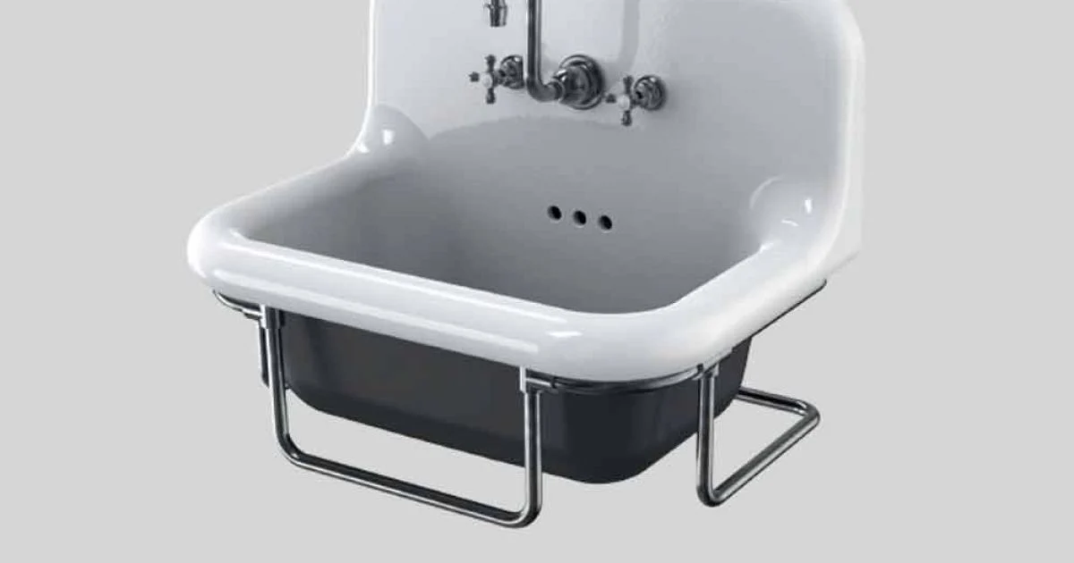 Lavabo in ceramica rettangolare da parete vintage con struttura sospesa Jim