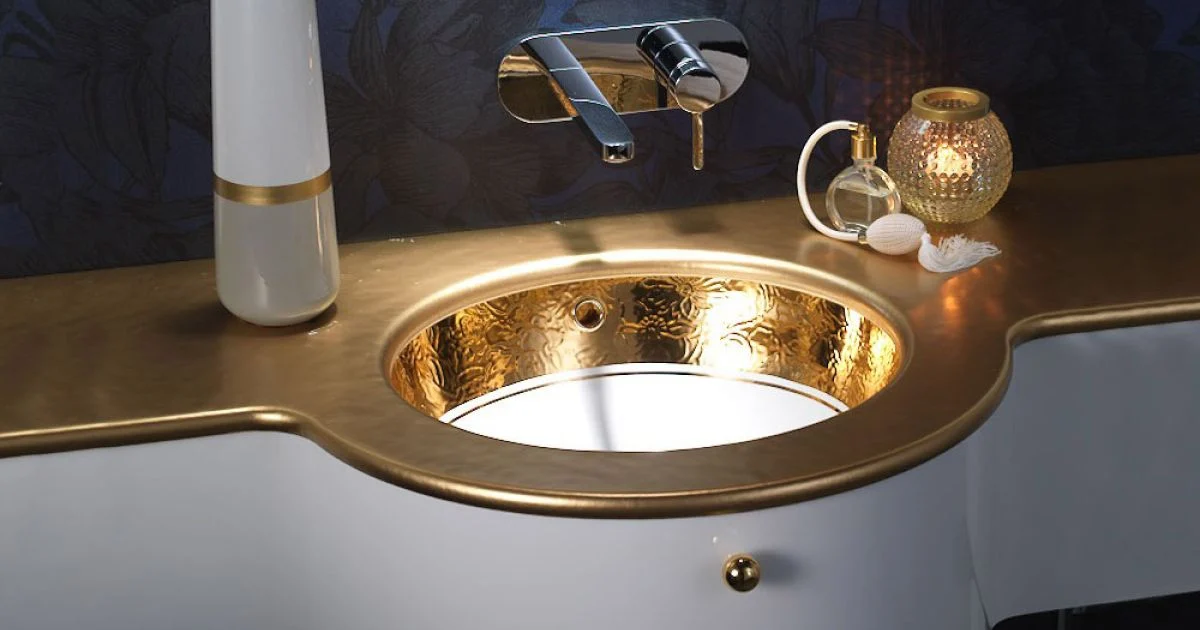 Lavabo Incassato in Fire Clay con Banda in Diverse Finiture Made in Italy - Erioli