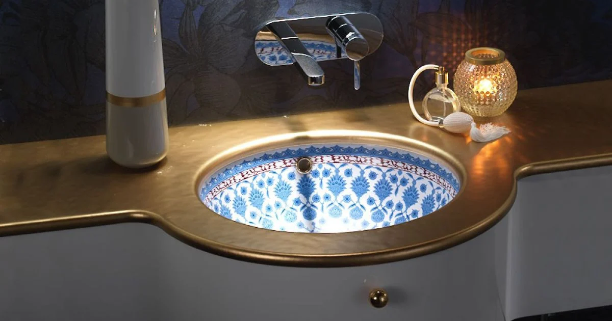 Lavabo Incassato in Fire Clay con Decoro Marrakesh Made in Italy - Erioli