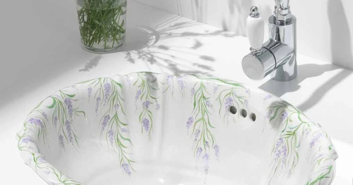 Lavabo incasso in porcellana classico fatto a mano in Italia, Santiago