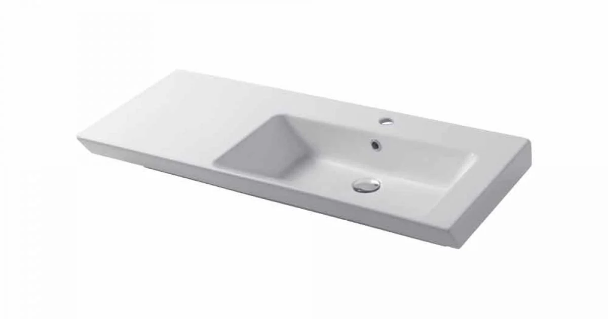 Lavabo Moderno da Appoggio e Incasso Destro in Ceramica Maida