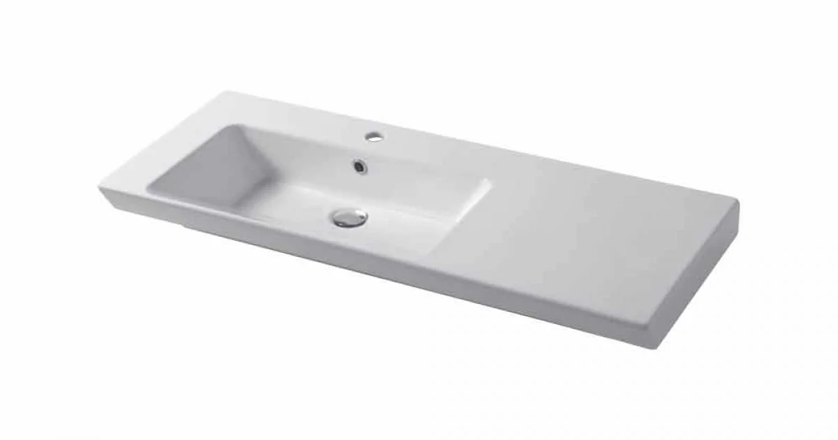 Lavabo Moderno da Appoggio e Incasso Sinistro in Ceramica Maida