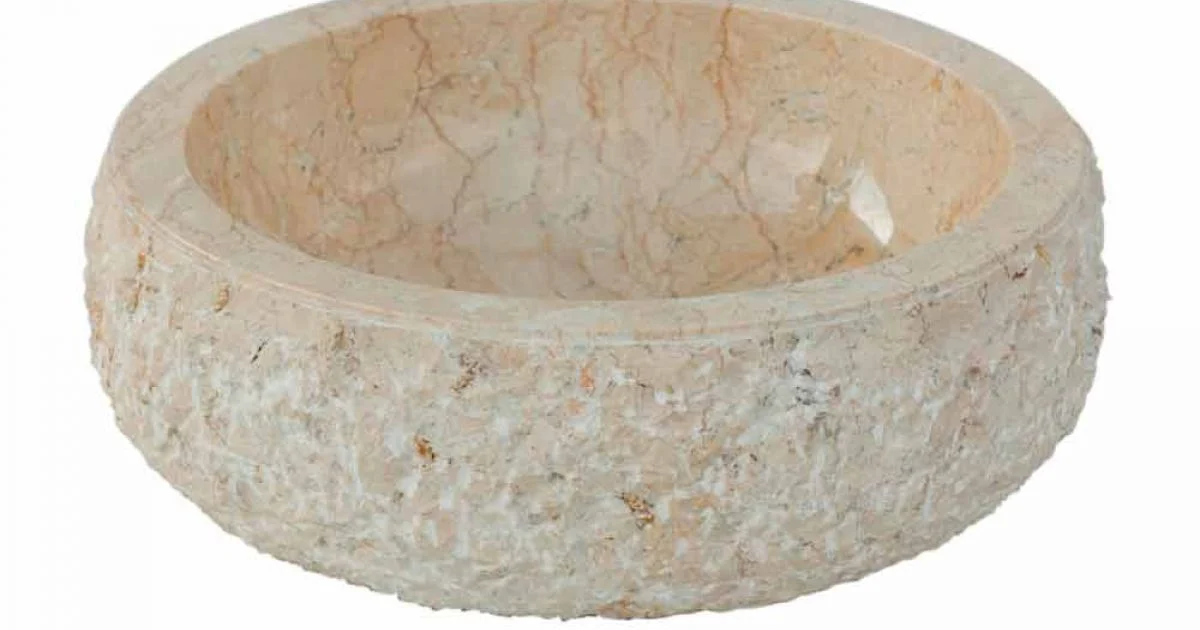 Lavabo moderno da appoggio in pietra naturale bianca Lola, pezzo unico