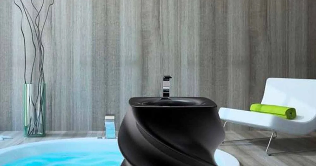 Lavabo nero freestanding design moderno Twist made in Italy