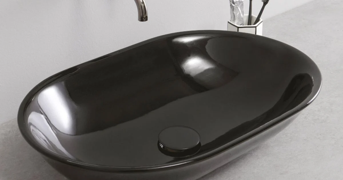 Lavabo Ovale da Appoggio in Ceramica Lucida L 58 cm Made in Italy - Nelly