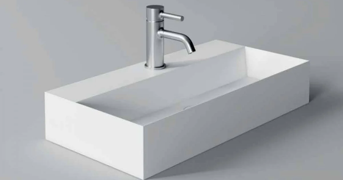 Lavabo Rettangolare da Appoggio o Sospeso Moderno 60x30 cm in Ceramica - Act