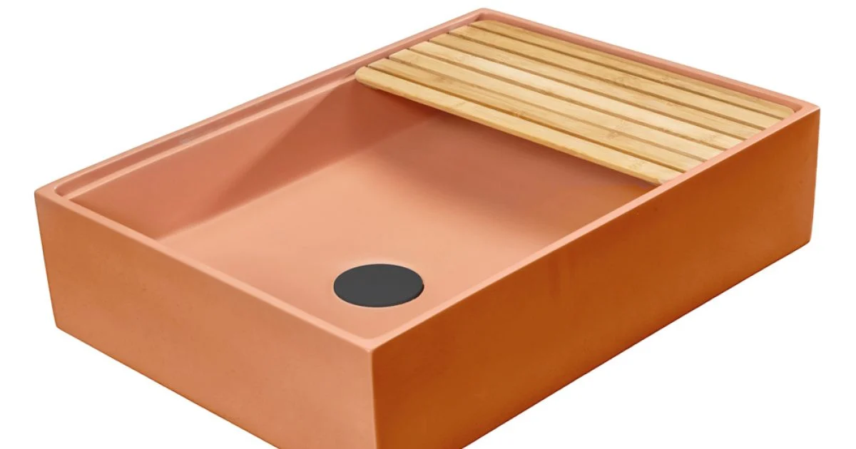Lavabo Rettangolare da Appoggio Realizzato in Terrazzo Arancio Mali  - Azalea